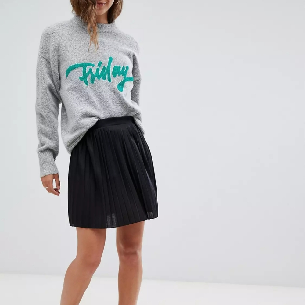 ASOS Black Pleated Mini Skirt in Jersey Size 4 / S